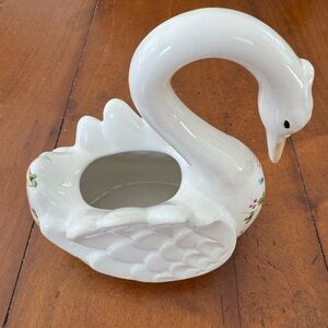 Vintage Swan with a Hand Painted Floral Pattern Planter Safaril Brand